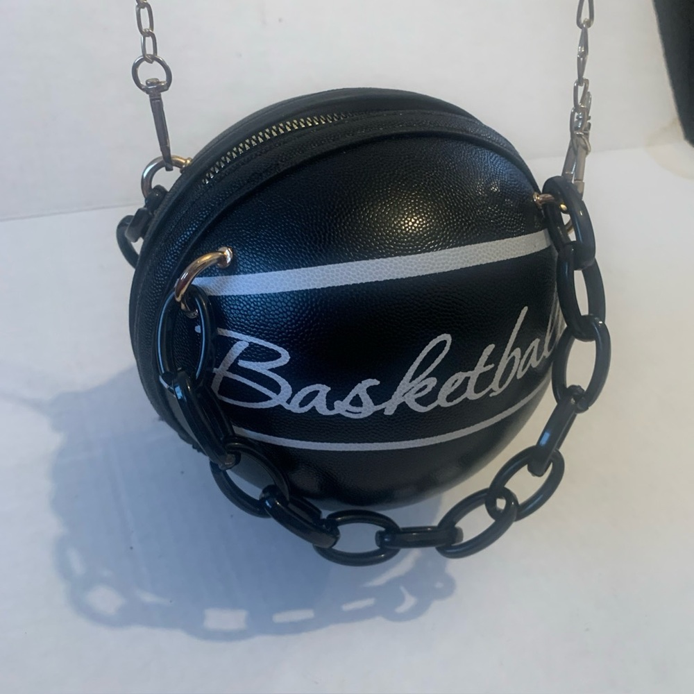 Obovoid Basketball Mini Crossbody Black Detachable Strap zip closure Novelty Bag